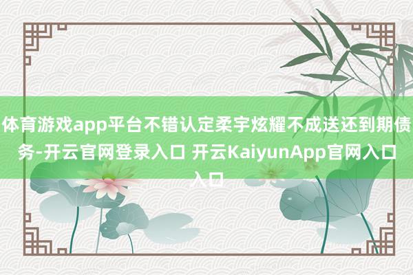 体育游戏app平台不错认定柔宇炫耀不成送还到期债务-开云官网登录入口 开云KaiyunApp官网入口